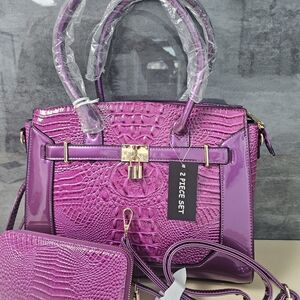 Chic Women's Purple Satchel Set
